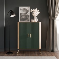 Kumode ar durvīm DANTE DT11, Ozols cremona/Zaļš matēts/Zelts